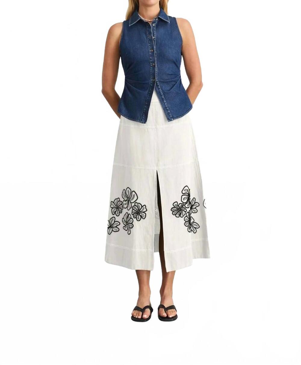 NEW TANYA TAYLOR hanelle denim top in classic indigo blue